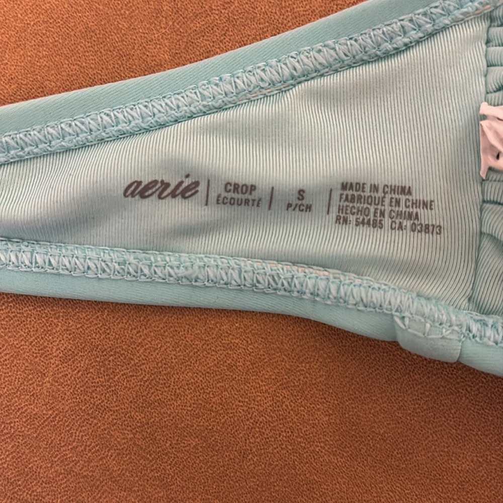 Aerie blue bikini swimsuit 2 piece crop size S low rise bottoms light blue - Picture 9 of 10